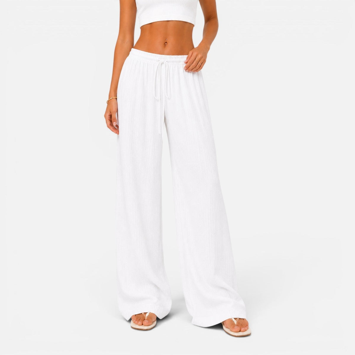 Wide Leg Drawstring Trousers