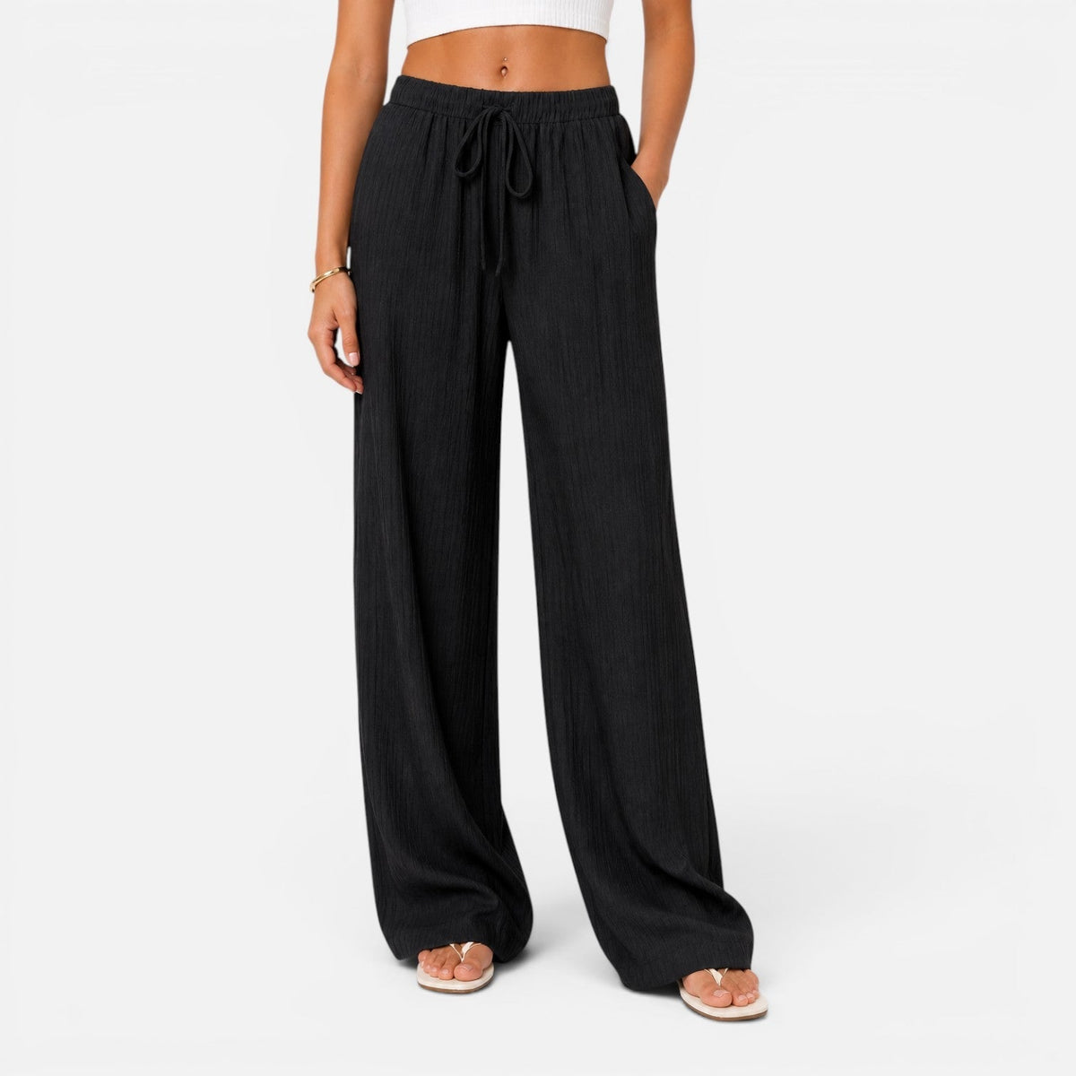 Wide Leg Drawstring Trousers