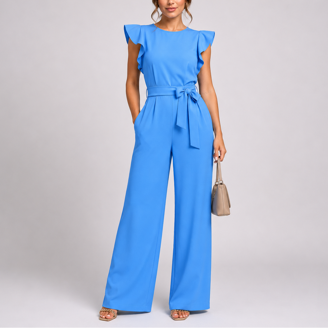 Wide Leg Jumpsuit With Ruffles